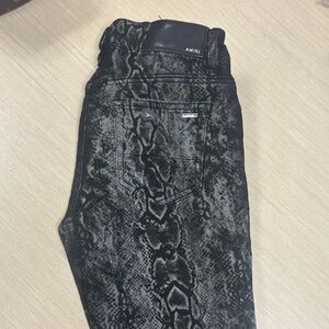 AMIRI Women's Black Snake-Print Skinny Jeans
